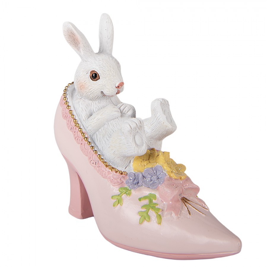 Dekorace králík v růžovém pantoflíčku - 13*5*12 cm