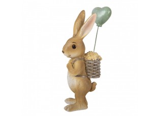 Dekorace hnědý králíček s nůší a balónkem - 7*5*17 cm