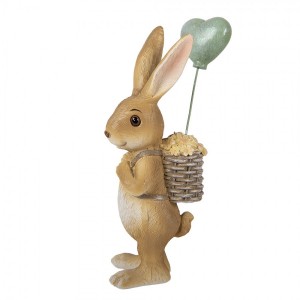 Dekorace hnědý králíček s nůší a balónkem - 7*5*17 cm