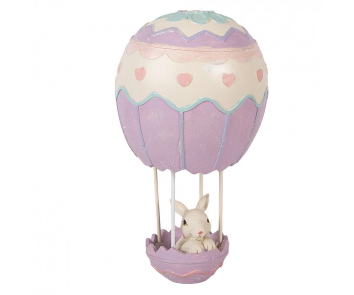 Fialová dekorace králík v balónu - Ø12*20 cm Clayre & Eef