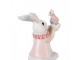 Dekorace bílý sedící králík držící myšku - 9*9*14 cm Clayre & Eef