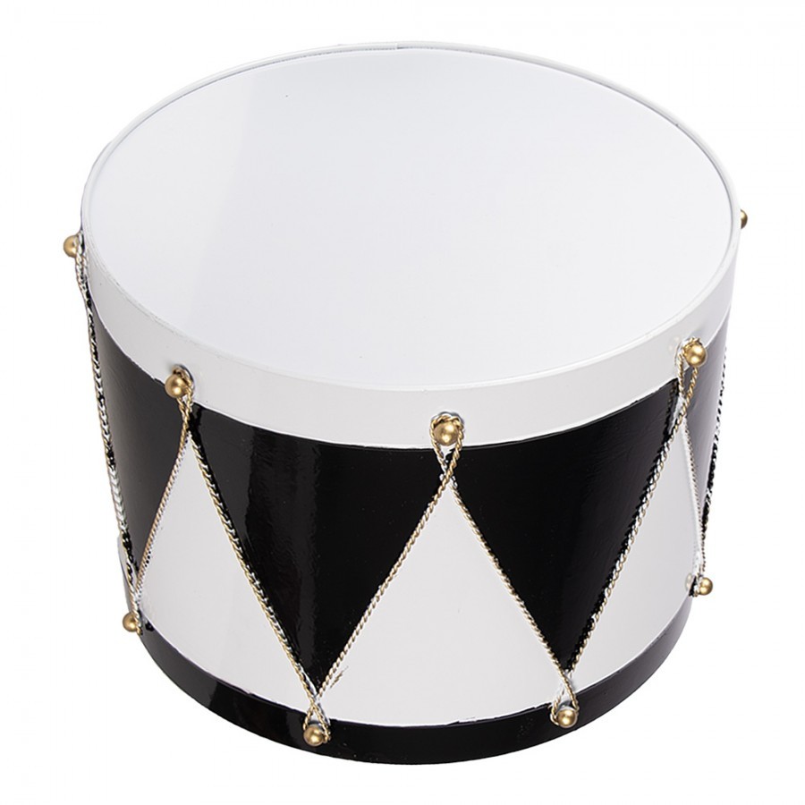 Christmas Decoration Figurine Drum ? 35x26 / ? 30x17 Cm White Black Metal - (2) ? 37*26 / ? 32*17 cm