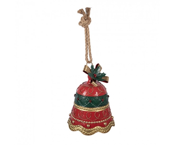 Christmas Decoration Figurine Bell ? 24x31 Cm Red Metal - ? 24*31 cm Clayre & Eef