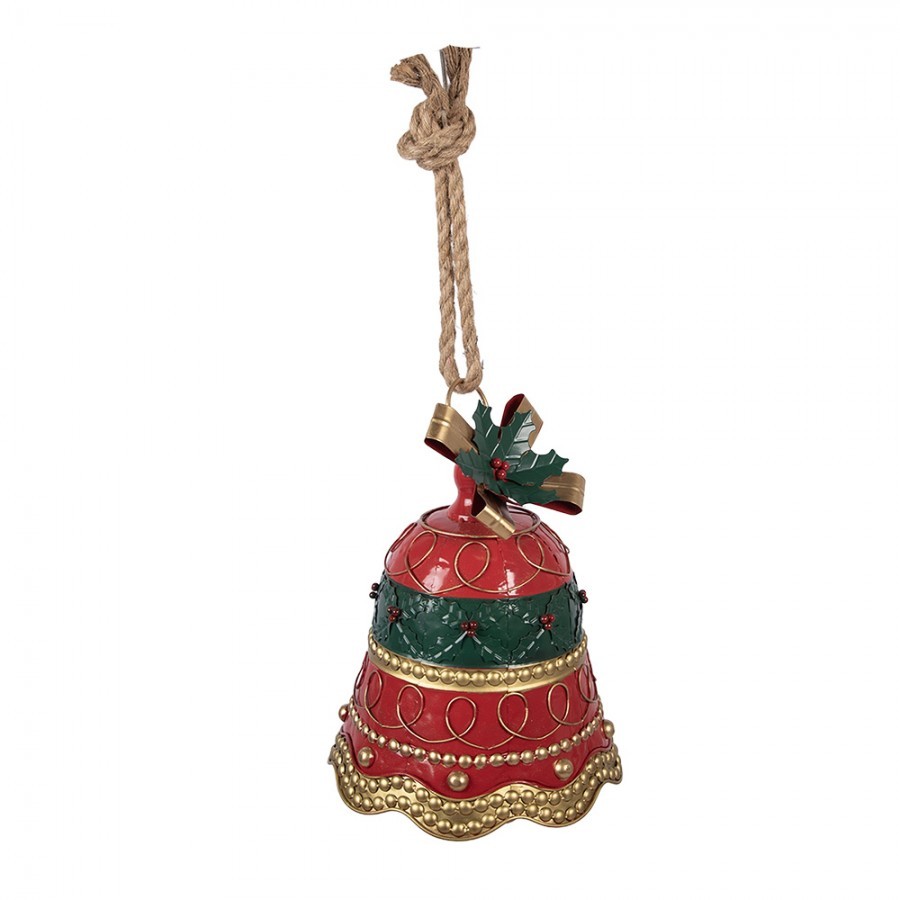 Christmas Decoration Figurine Bell ? 24x31 Cm Red Metal - ? 24*31 cm