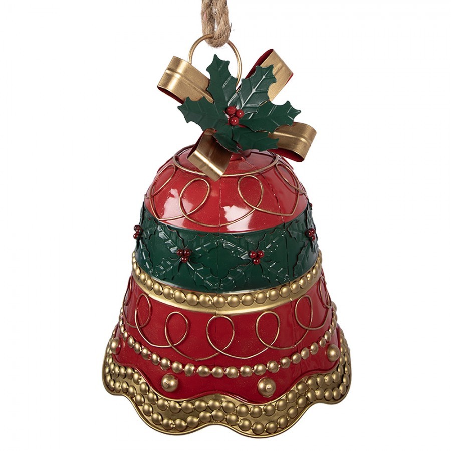 Christmas Decoration Figurine Bell ? 24x31 Cm Red Metal - ? 24*31 cm