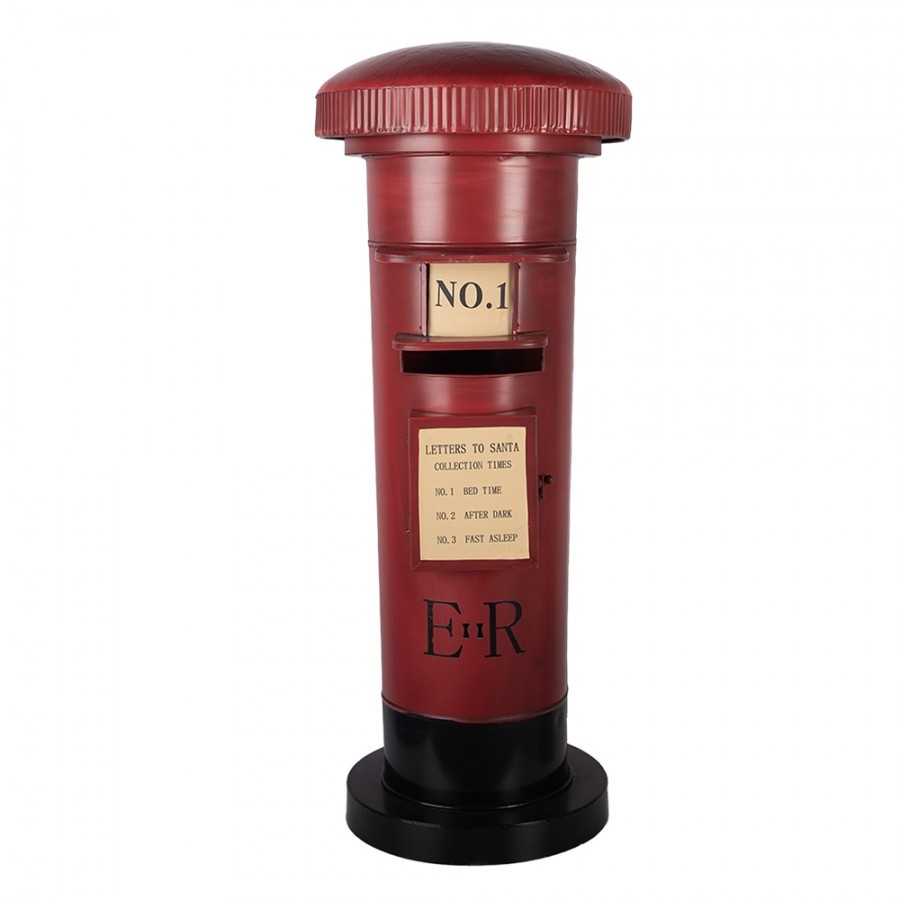 Christmas Decoration Figurine Mailbox ? 36x86 Cm Red Metal - ? 36*86 cm