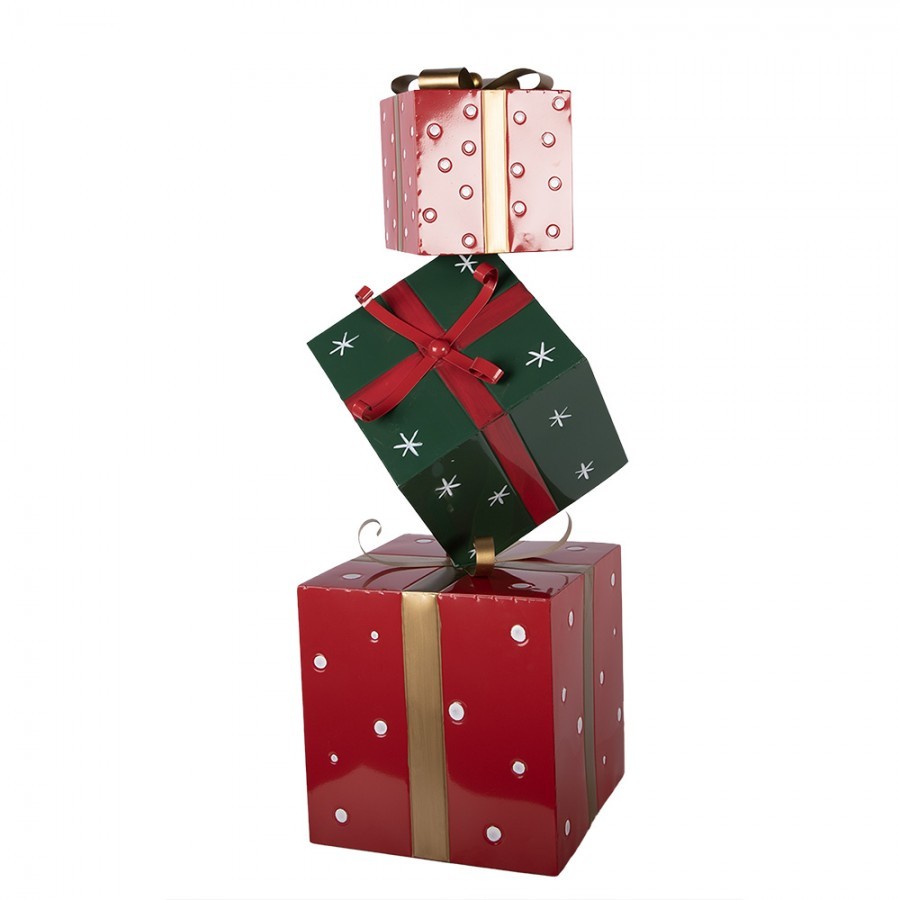 Christmas Decoration Figurine Gift 36x36x90 Cm Red Green Metal - 36*36*90 cm
