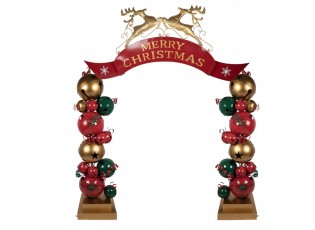 Large Christmas Arch With LED Lighting 263x55x309 Cm Red Metal - LED 263*55*309 cm