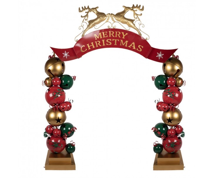 Large Christmas Arch With LED Lighting 263x55x309 Cm Red Metal - LED 263*55*309 cm Clayre & Eef