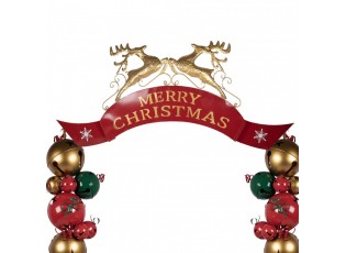 Large Christmas Arch With LED Lighting 263x55x309 Cm Red Metal - LED 263*55*309 cm