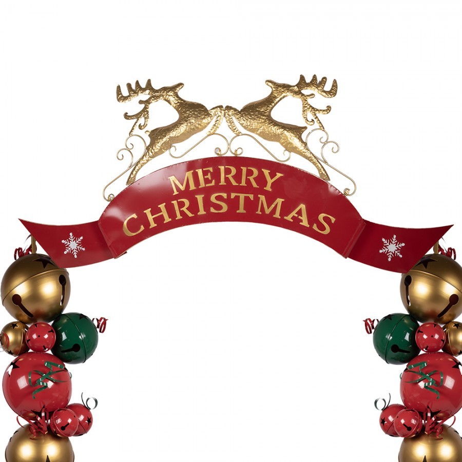 Large Christmas Arch With LED Lighting 263x55x309 Cm Red Metal - LED 263*55*309 cm
