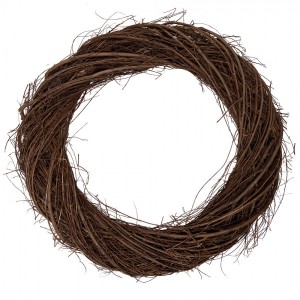 Přírodní hnědý proutěný věnec Woodly XL - Ø 55*6 cm