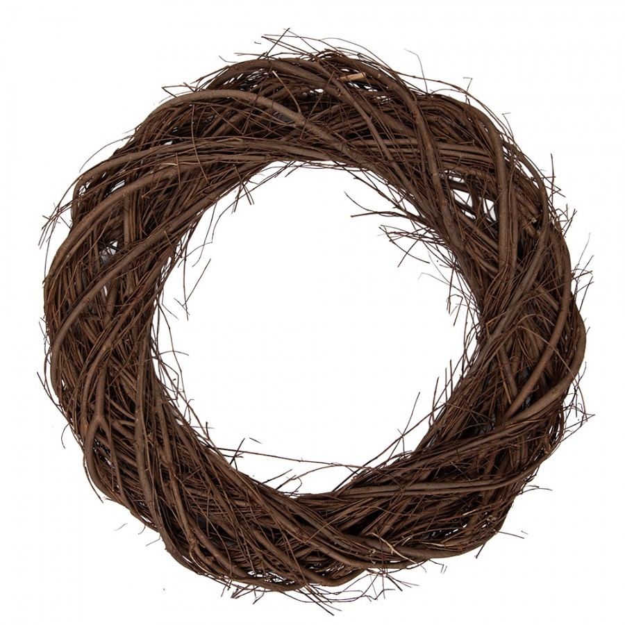 Přírodní hnědý proutěný věnec Woodly M - Ø 45*5 cm