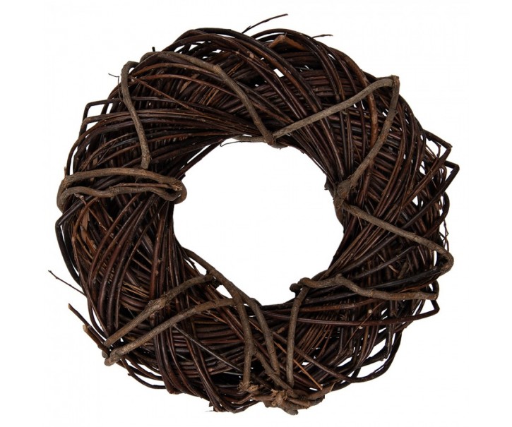 Přírodní hnědý proutěný rustikální věnec S - Ø 30*8 cm Clayre & Eef