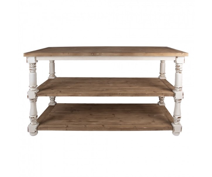 Bílo-hnědý antik prezentační stůl Presenti - 180*100*85 cm Clayre & Eef