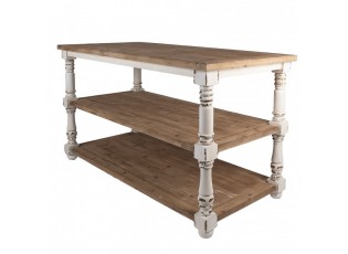 Bílo-hnědý antik prezentační dřevěný stůl Presenti - 180*100*85 cm