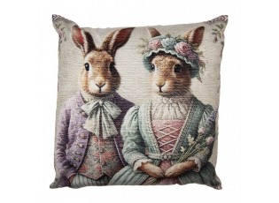 Béžový povlak na polštář s králíky vintage - 45*45cm