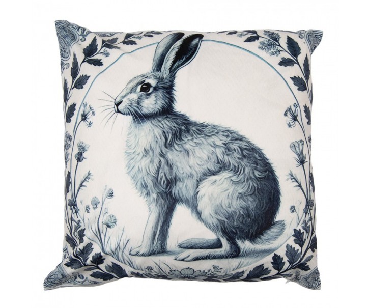 Béžový povlak na polštář s králíkem a věnečkem - 45*45cm Clayre & Eef