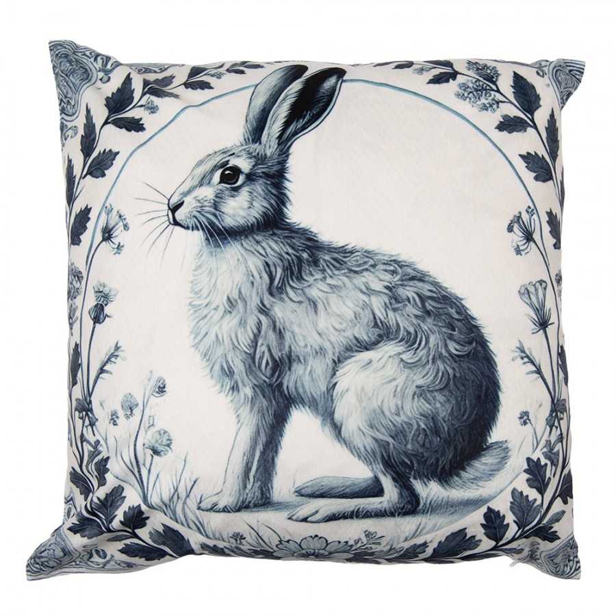 Béžový povlak na polštář s králíkem a věnečkem - 45*45cm