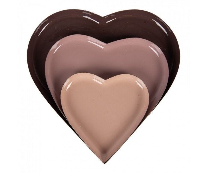 3ks barevná kovová miska srdce - Ø 24*1 / Ø 19*1 / Ø 13*1 cm Clayre & Eef