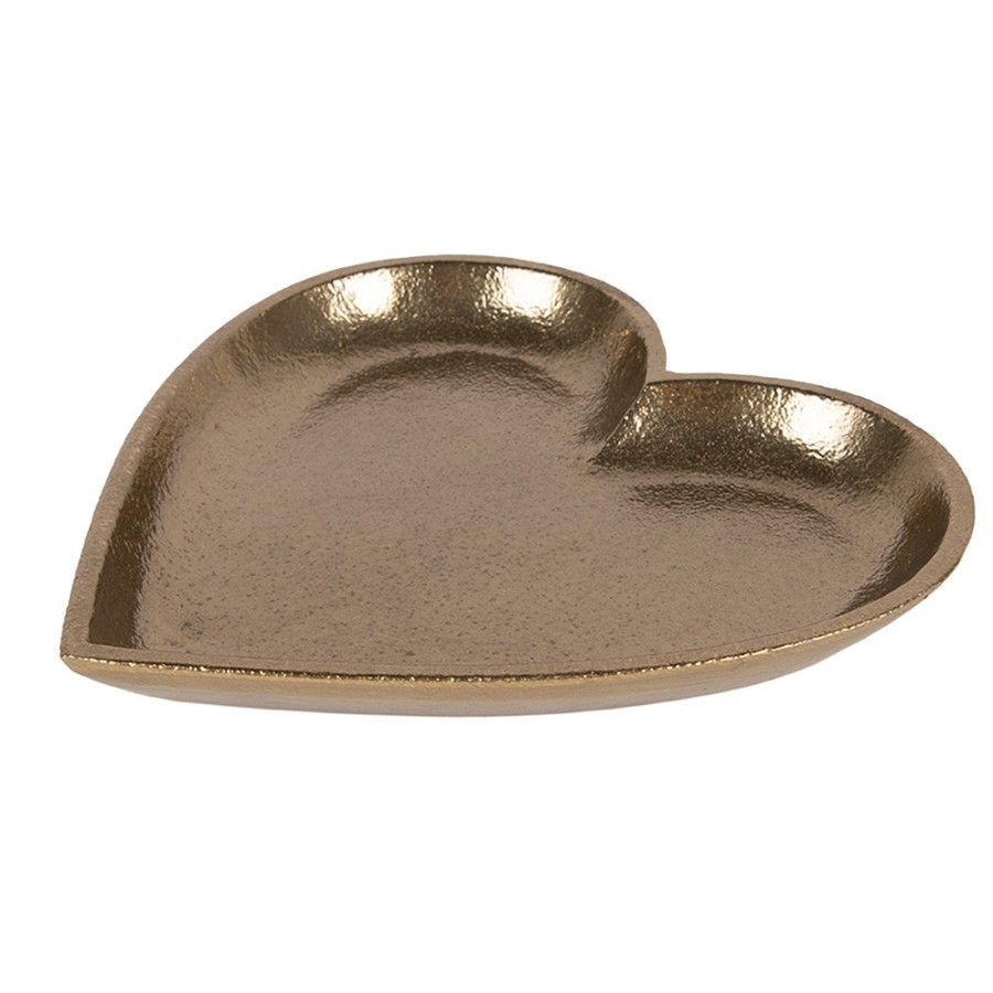 Zlatý antik dekorační podnos srdce Heart - 21*21*2 cm