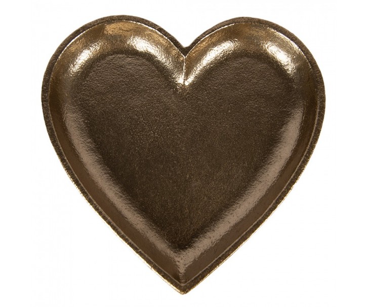 Zlatý antik dekorační podnos srdce Heart - 21*21*2 cm Clayre & Eef