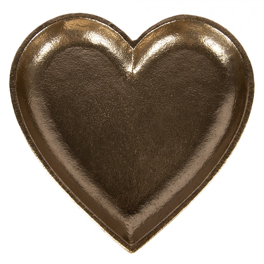 Zlatý antik dekorační podnos srdce Heart - 21*21*2 cm