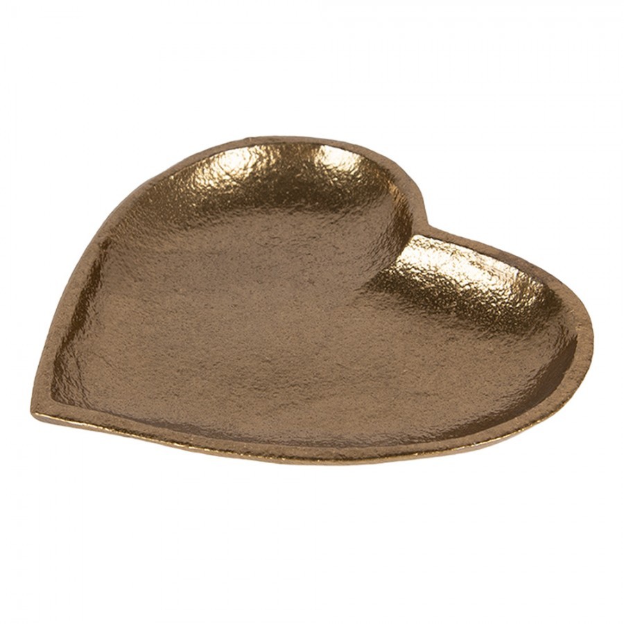 Zlatý antik dekorační podnos srdce Heart - 14*14*2 cm