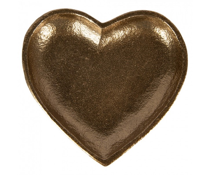 Zlatý antik dekorační podnos srdce Heart - 14*14*2 cm Clayre & Eef