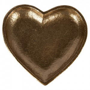 Zlatý antik dekorační podnos srdce Heart - 14*14*2 cm