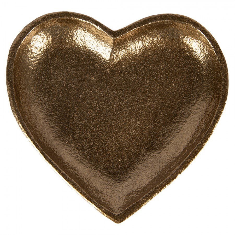 Zlatý antik dekorační podnos srdce Heart - 14*14*2 cm