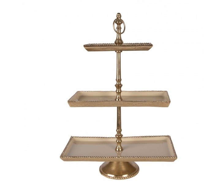 Béžovo zlatý antik dekorační etažér Raw Gold - 34*17*50 cm Clayre & Eef