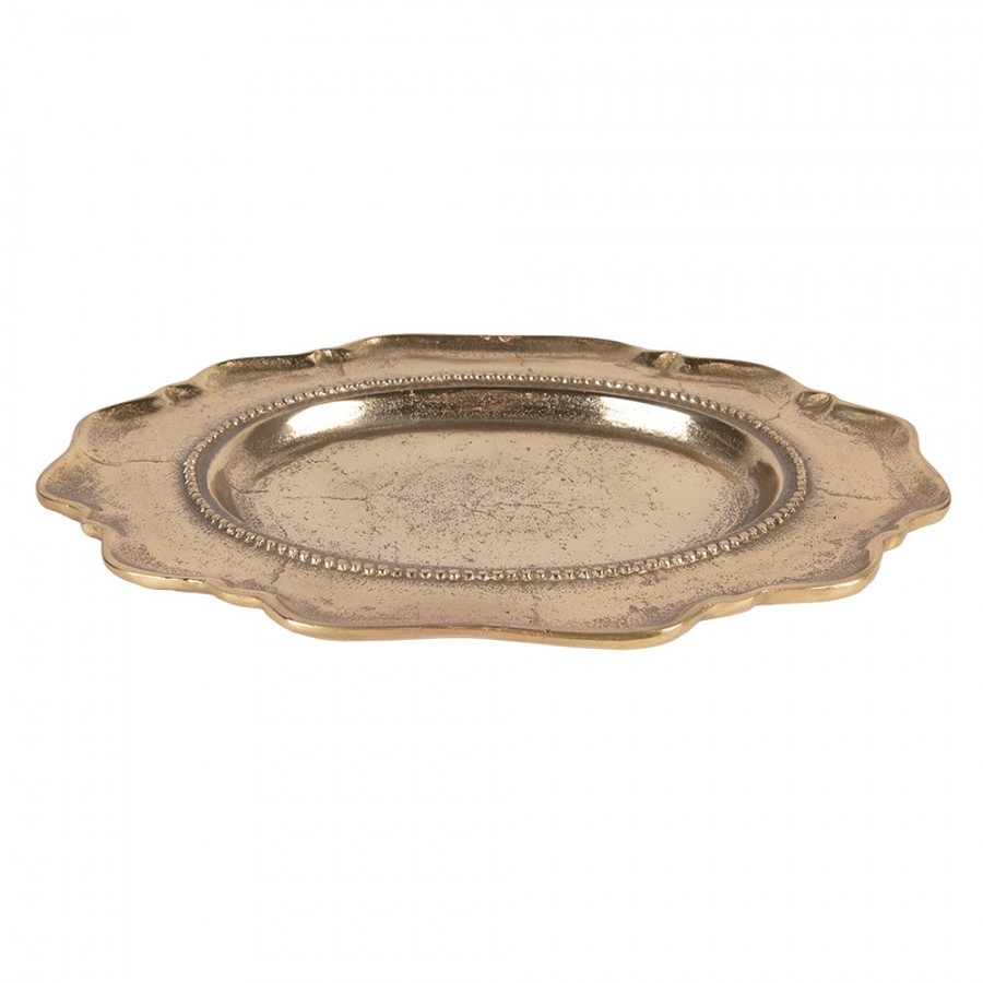 Zlatá antik dekorační oválná miska podnos Raw Gold - 31*22*3 cm Clayre & Eef Zlatá antik dekorační oválná miska podnos Raw Gold - 31*22*3 cm Clayre & Eef