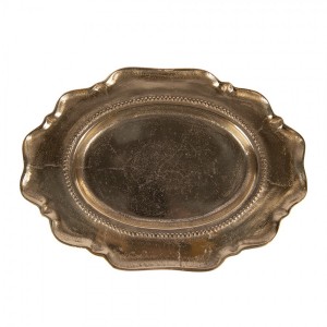 Zlatá antik dekorační oválná miska podnos Raw Gold - 31*22*3 cm