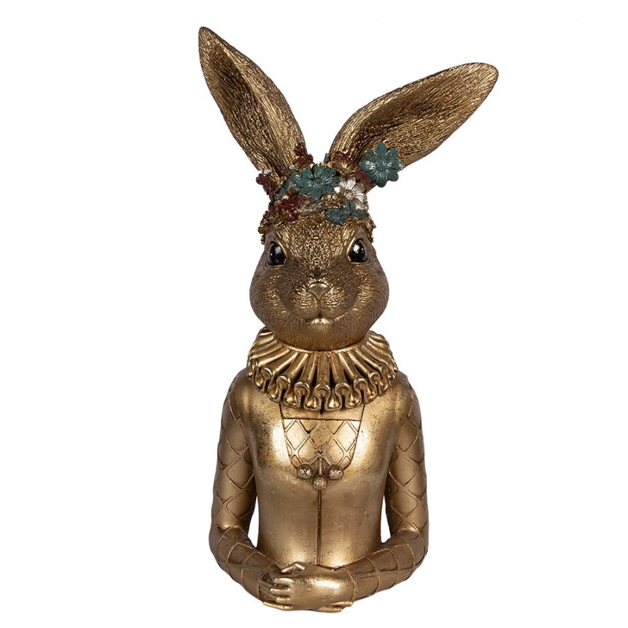 Decorative Figurine Rabbit 27x17x51 Cm Gold Colored Plastic - 27*17*49 cm