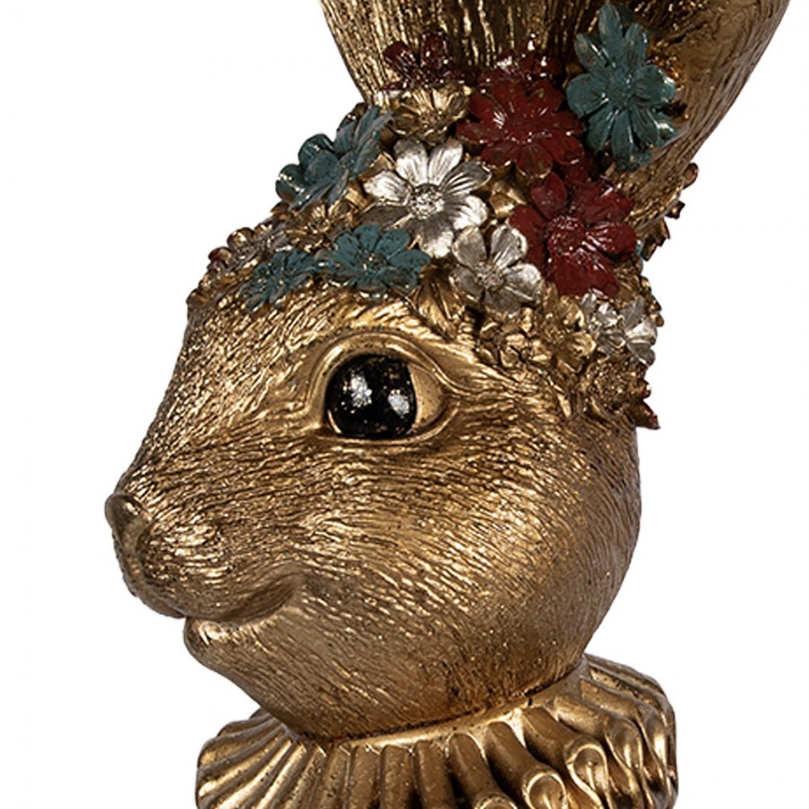 Decorative Figurine Rabbit 27x17x51 Cm Gold Colored Plastic - 27*17*49 cm