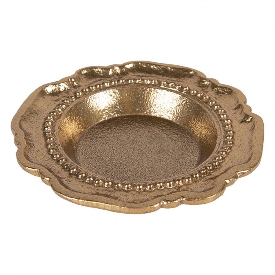 Zlatá antik dekorační kulatá miska podnos Raw Gold - Ø 12*2 cm