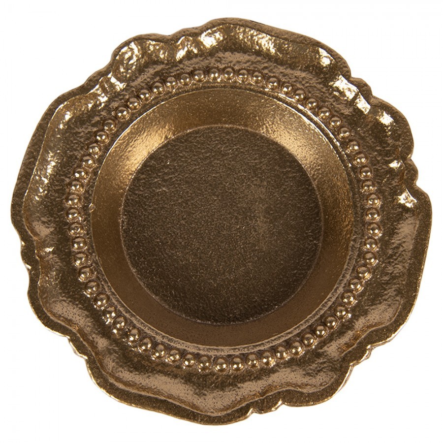 Zlatá antik dekorační kulatá miska podnos Raw Gold - Ø 12*2 cm