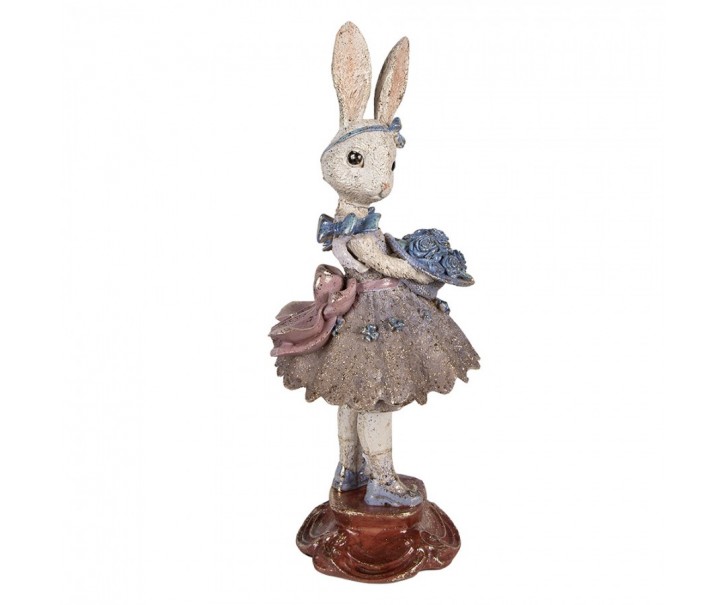 Vintage soška zaječice baletka v sukni a kyticí se zlatou patinou - 15*14*35 cm Clayre & Eef