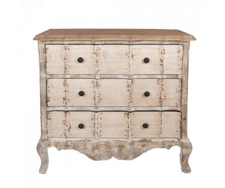 Béžová antik dřevěná komoda se šulíky Chantien - 95*38*90 cm Clayre & Eef