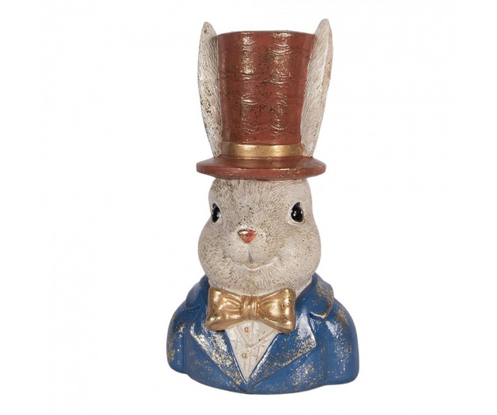 Dekorace busta králík elegán v klobouku - 17*13*29 cm Clayre & Eef