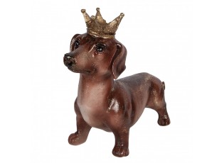 Hnědá dekorace jezevčík s korunkou Dachshund - 35*14*28 cm