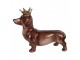 Hnědá dekorace jezevčík s korunkou Dachshund - 35*14*28 cm Clayre & Eef