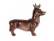 Hnědá dekorace jezevčík s korunkou Dachshund - 35*14*28 cm Clayre & Eef