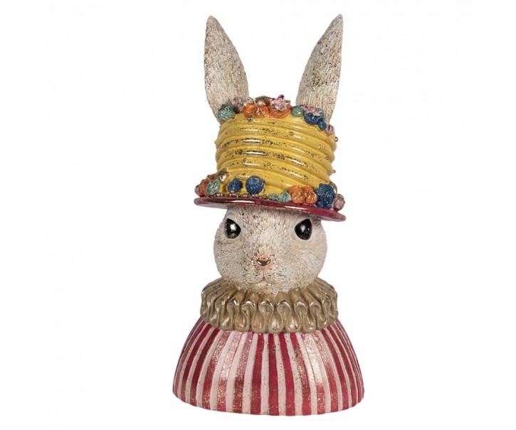 Dekorace busta králík ve zdobeném klobouku - 26*19*50 cm Clayre & Eef