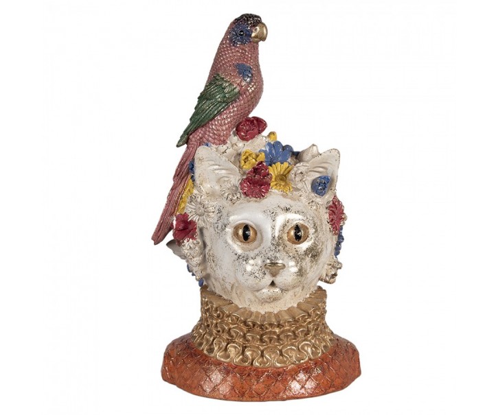 Decorative Figurine Cat 24x21x40 Cm White Plastic - 24*21*40 cm Clayre & Eef