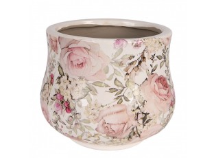 Keramický obal na květináč s růžemi Rosien M - Ø 18*15 cm