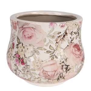 Keramický obal na květináč s růžemi Rosien M - Ø 18*15 cm