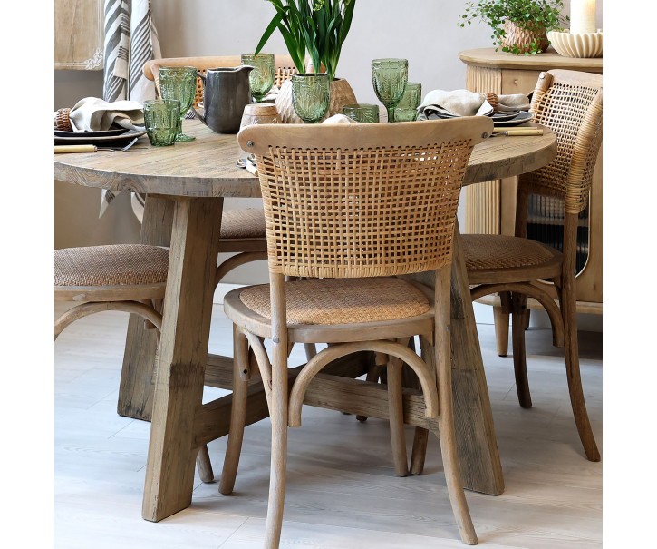 Přírodní kulatý jídelní stůl z recyklovaného dřeva Marseille - Ø 120 * 76 cm Chic Antique