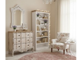 Béžová antik dřevěná komoda se šuplíky Chantien - 95*38*90 cm